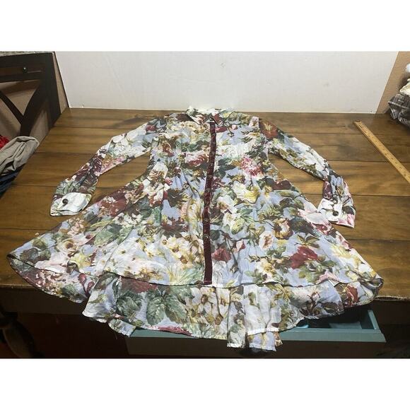 Aratta Silent Journey Silk Blend Floral Button Front Flowy Tunic Top Size Small - Picture 5 of 13